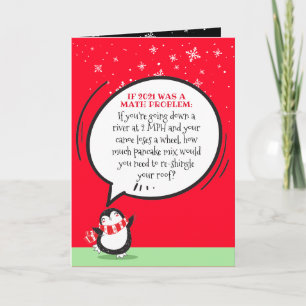 Cute Penguin Funny 2021 Math Problem Holiday Card