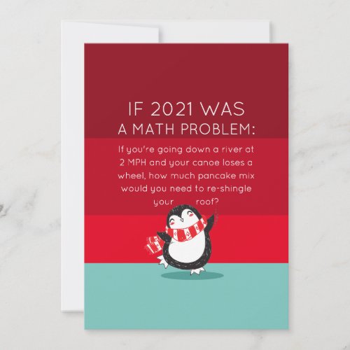 Cute Penguin Funny 2021 Math Quote Holiday Card