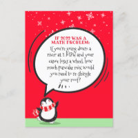 Cute Penguin Funny 2022 Math Problem  Holiday Card