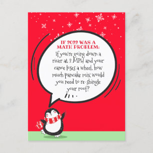 Cute Penguin Funny 2022 Math Problem  Holiday Card