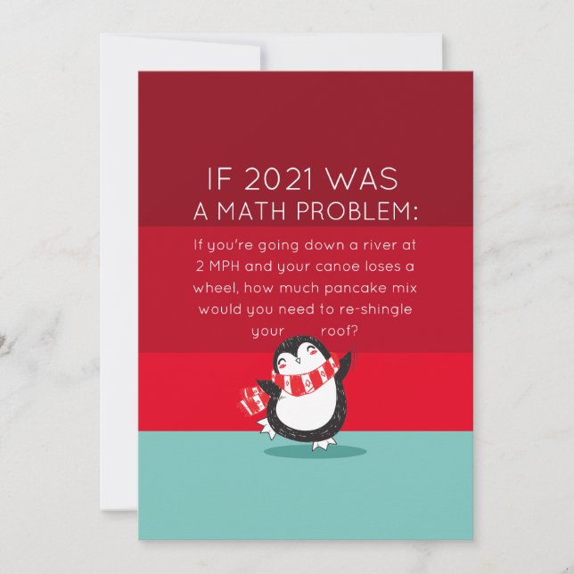 Cute Penguin Funny 2024 Math Quote Holiday Card (Front)