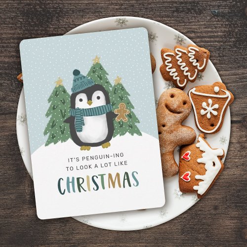 Cute Penguin Funny Penguin_ing Christmas  Holiday Card