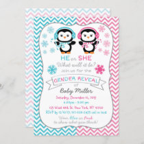 Cute Penguin Gender Reveal Invitation