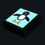 Cute Penguin Gift Box<br><div class="desc">This awesome gift box features a cute penguin character with a white tummy, big blue eyes with black pupils and cute orange feet and beak. This charming little winter bird is sure to delight children and adults. The penguin sits on an icy pale blue background to remind him of his...</div>