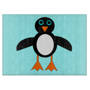 Cute Penguin Glass Cutting Board