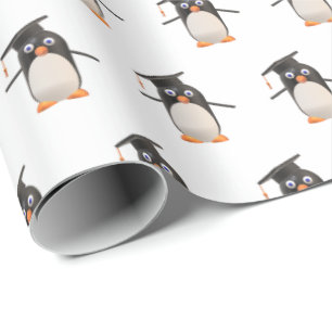 Cute Penguin Graduation Gift Wrapping Paper