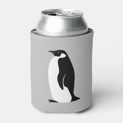 Cute Penguin Gray Black White Can Cooler