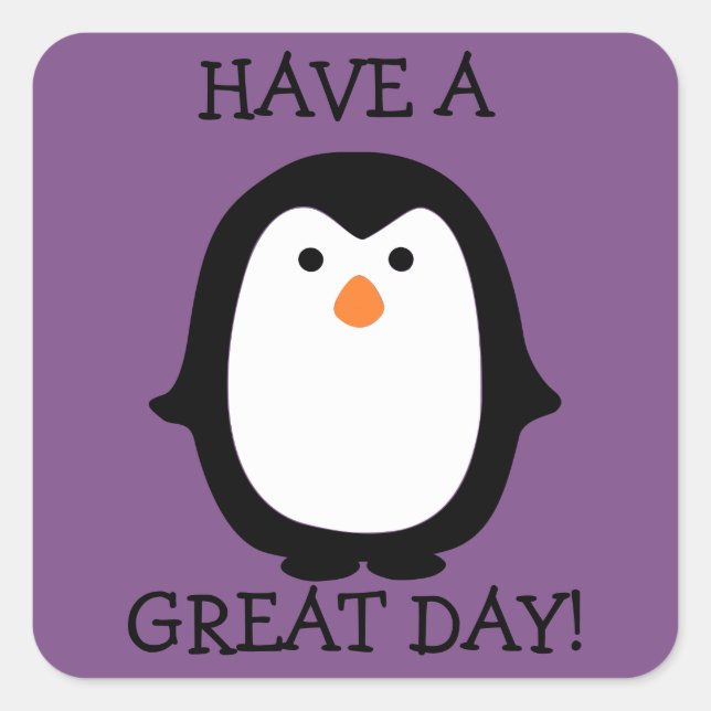 Cute Penguin Great Day Sticker (Front)