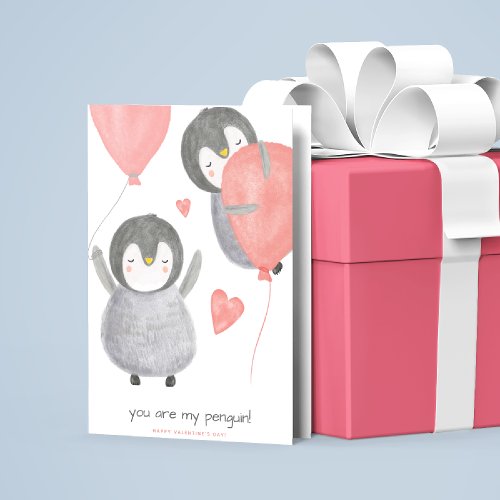 Cute Penguin Happy Valentines Day Holiday Card