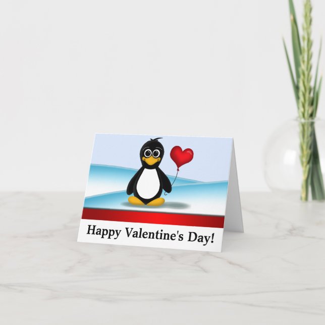 Cute Penguin Happy Valentine's Day NoteCards (Front)