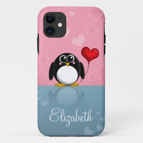 Cute Penguin Heart Balloon iPhone 5 Case