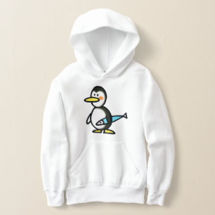 Cute Penguin Holding a Blue Fish Hoodie