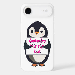 Cute penguin holding a sign for personalized text iPhone 17 air case