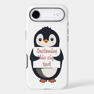 Cute penguin holding a sign for personalized text iPhone 17 air case