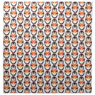 Cute penguin holding sign with the number 99 on it cloth napkin
