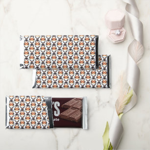 Cute penguin holding sign with the number 99 on it hershey bar favors