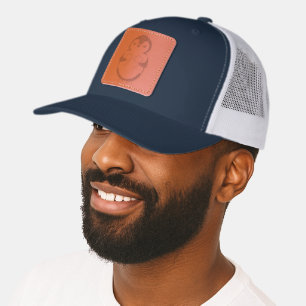 Cute penguin holding sign with the number 99 on it leather patch hat