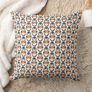 Cute penguin holding sign with the number 99 on it throw pillow