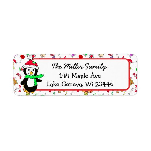 Cute Penguin Holiday Seasonal Festive Label