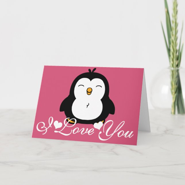 Cute Penguin I Love You Card (Front)