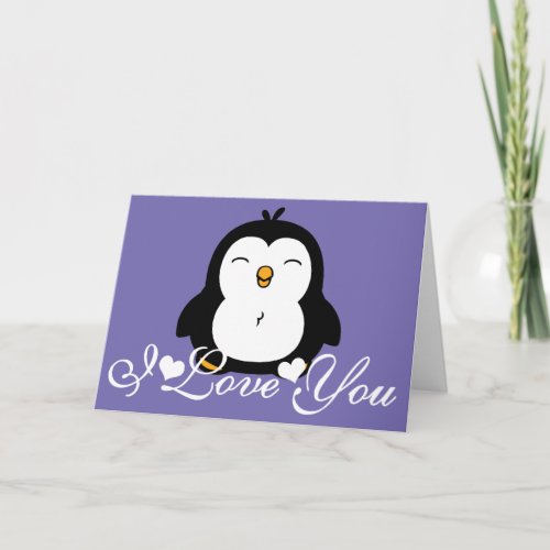 Cute Penguin I Love You PINK Card