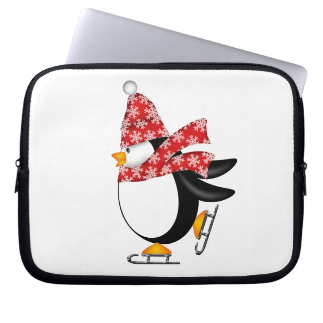 Cute Penguin Ice Skates Electronics Bag (Front)