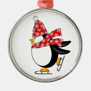Cute Penguin Ice Skates Ornament
