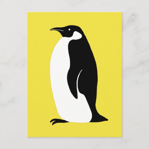 Cute Penguin Illuminating Yellow Black White Postcard