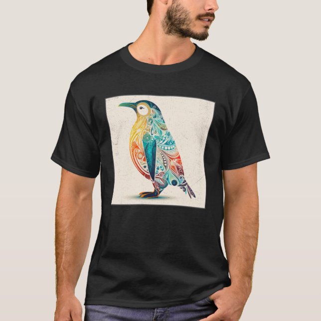 Cute Penguin Illustration Mandala Symbols Women Me T-Shirt (Front)