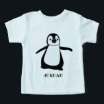Cute penguin illustration Personalized Baby Toddler T-shirt<br><div class="desc">Fun and sweet,  personalize this cute penguin baby outfit shirt with your child's name. Featuring my penguin illustration in black and white with fun typography.</div>