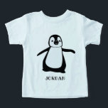 Cute penguin illustration Personalized Baby Toddler T-shirt<br><div class="desc">Fun and sweet,  personalize this cute penguin baby outfit shirt with your child's name. Featuring my penguin illustration in black and white with fun typography.</div>
