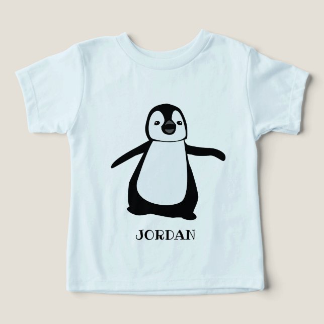 Cute penguin illustration Personalized Baby Toddler T-shirt (Design Front)