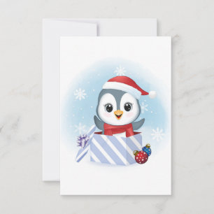Cute Penguin in gift box Christmas season 