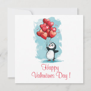 cute penguin in love for valentine's day with hear