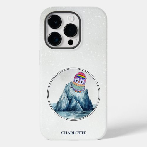 Cute Penguin in Ski Goggles in Rainbow Flag Colors Case_Mate iPhone 14 Pro Case