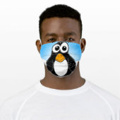 Cute Penguin in the Snow with Blue Sky Adult Cloth Face Mask (Worn)