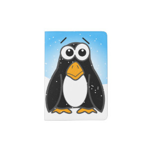 Cute Penguin in the Snow with Blue Sky Passport Holder