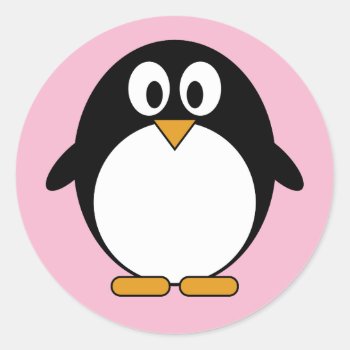 Cute Penguin Kawaii Cartoon Classic Round Sticker by MyPetShop at Zazzle