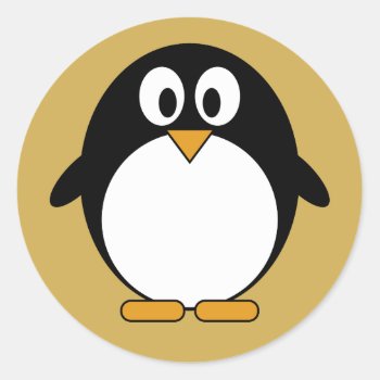 Cute Penguin Kawaii Cartoon Classic Round Sticker by MyPetShop at Zazzle