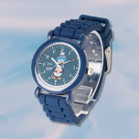 Cute Penguin Kid Blue Watch with Name<br><div class="desc">A cute blue kid gender neutral watch with a penguin drinking some hot cocoa . Personalize it with the child's name . Makes great Christmas present , stocking stuffer or birthday gift .
© ArianeC Illustrations-All rights reserved</div>