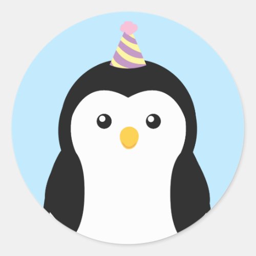 Cute Penguin Kids Birthday Classic Round Sticker