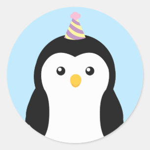 Cute Penguin Kids Birthday Classic Round Sticker