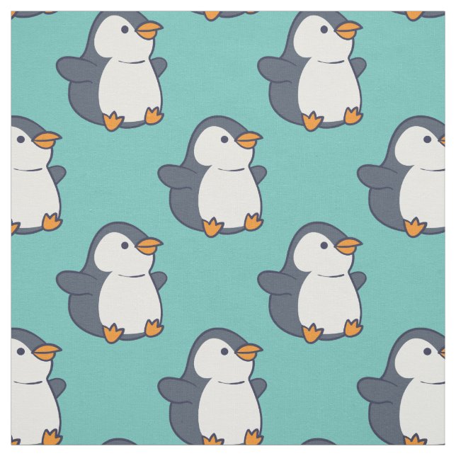 Cute Penguin Kids Cartoon Fabric (Swatch)