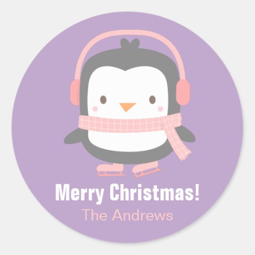 Cute Penguin Kids Christmas Decor Stickers