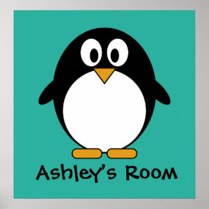 cute penguin kid's door poster