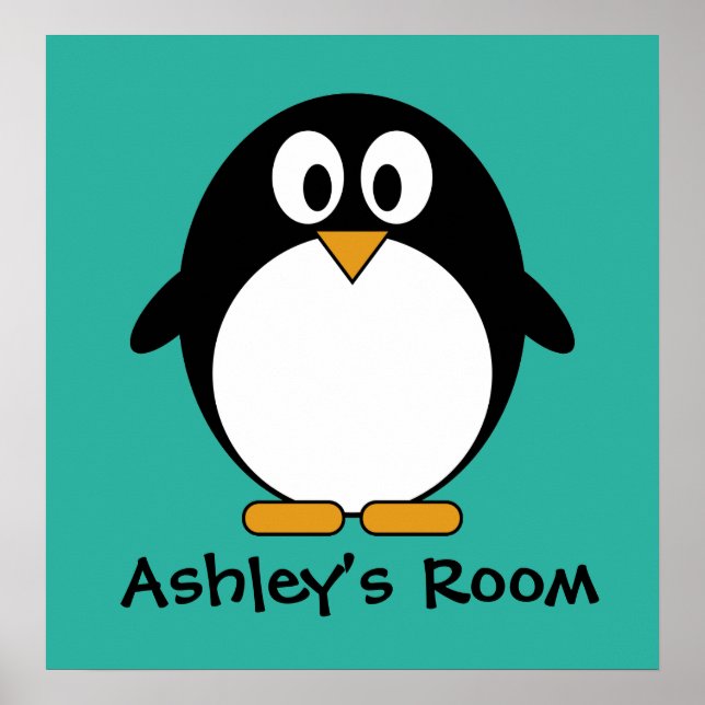 cute penguin kid's door poster (Front)