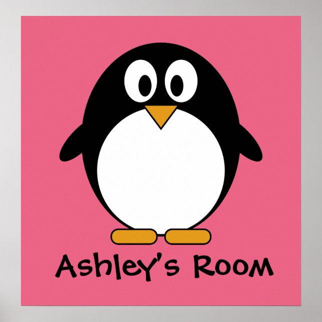 cute penguin kid's door poster (Front)