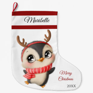 Cute Penguin Large Christmas Stocking
