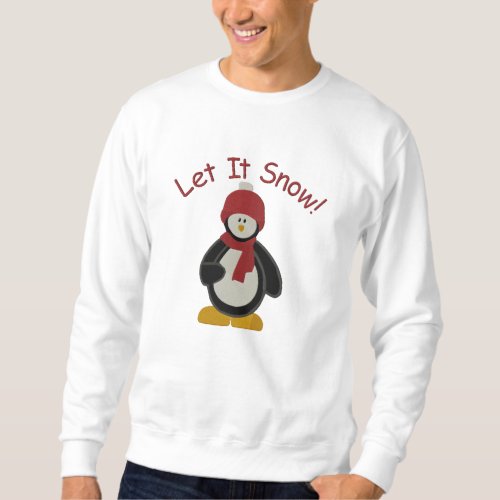 Cute Penguin Let It Snow Embroidery Pattern Embroidered Sweatshirt