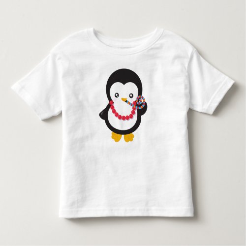 Cute Penguin Little Penguin Party Whistle Toddler T_shirt